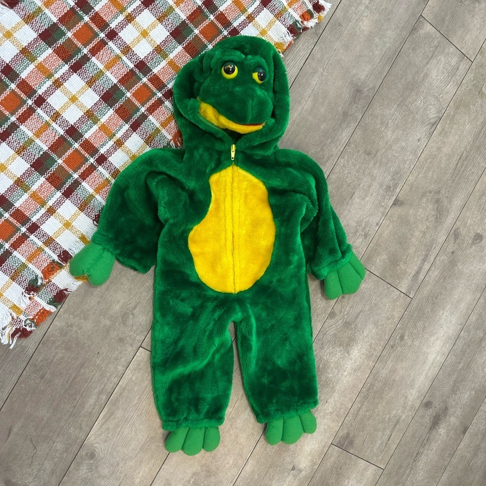 Vintage Frog Toddler Halloween Costume Chrisha Playful Plush Sz 2-4T Head Hood - Picture 10 of 16